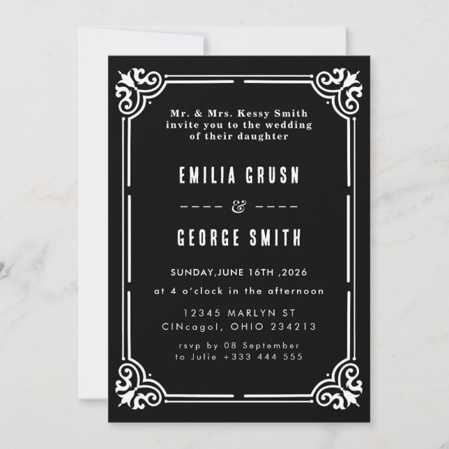 Vintage Elegant Wedding Invitation (Devant)