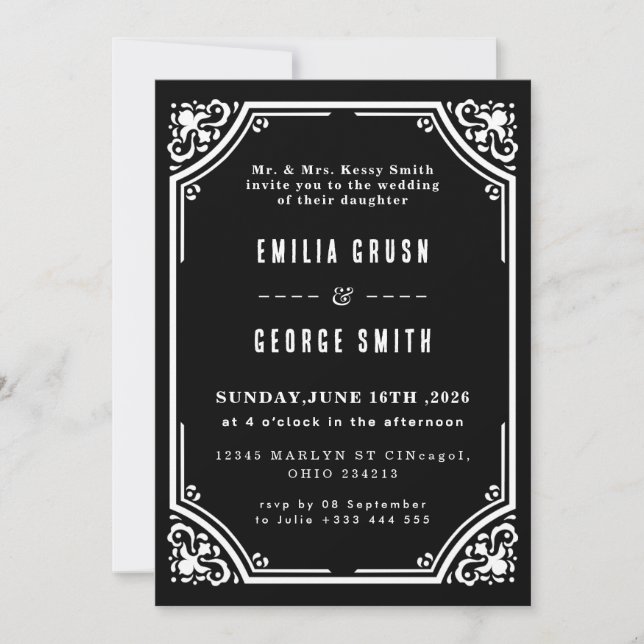 Vintage Elegant Wedding Invitation (Devant)