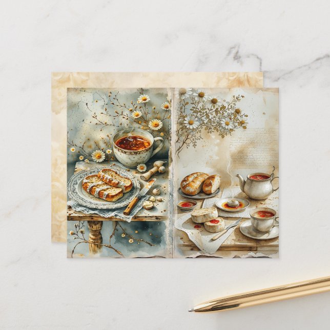 Vintage English Breakfast Scrapbook Paper (Devant/Arrière en situation)