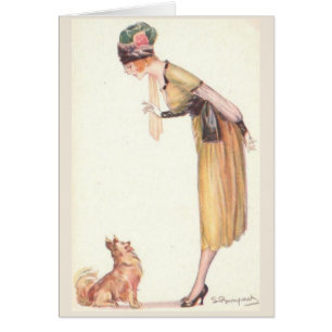 Vintage - Enseigner un chien à s'asseoir,