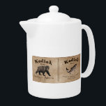 Vintage Étiquette Saumon Kodiak<br><div class="desc">Un étiquette d'une boîte de la mythique Kodiak Brand Sockeye Saumon vers 1879. L'image monochrome (brun) présente un ours Kodiak (Ursus arctos middendorffi) et un Saumon Sockeye (Oncorhynchus nerka). Texte "Kodiak Brand Sockeye Saumon" et d'autres informations sur la mythique Afognak Packing Company et comment préparer le poisson. Il est rare...</div>