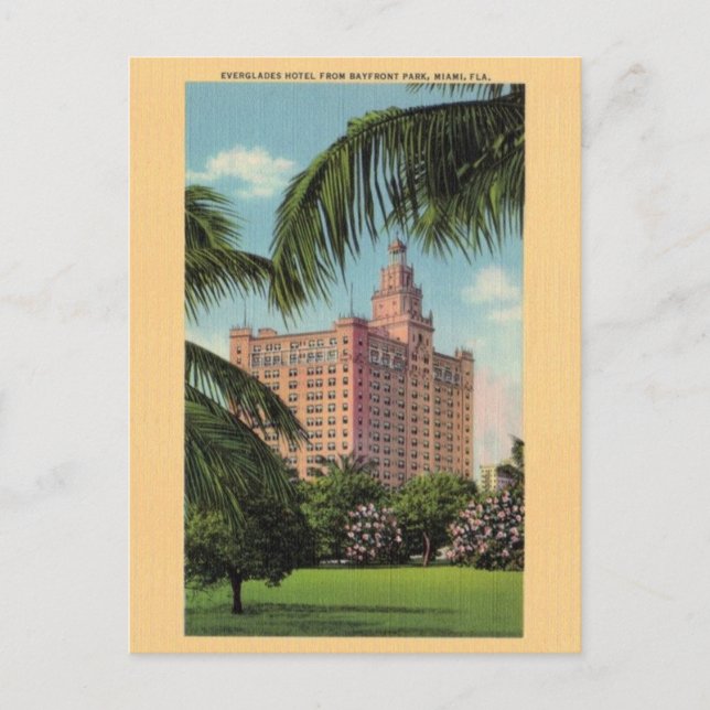 Vintage Everglades Hotel Miami Florida Carte posta (Devant)
