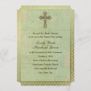 Vintage Faire-part de mariage antique de la Croix 