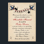Vintage Faire-part de mariage de tatouage Rockabil<br><div class="desc">Faire-part de mariage de tatouage Rockabilly vintage avec arrière - plan parchemin imprimé</div>