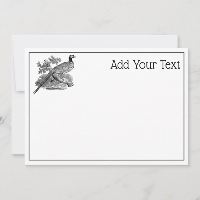 Vintage faisan Jeu Oiseau Dessin BW (Devant)