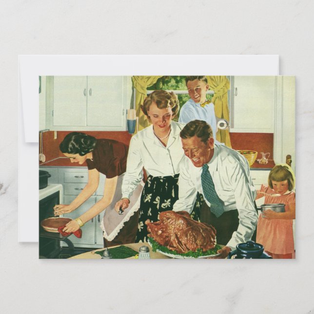 Vintage Family Cook Thanksgiving Dîner Invitation (Devant)