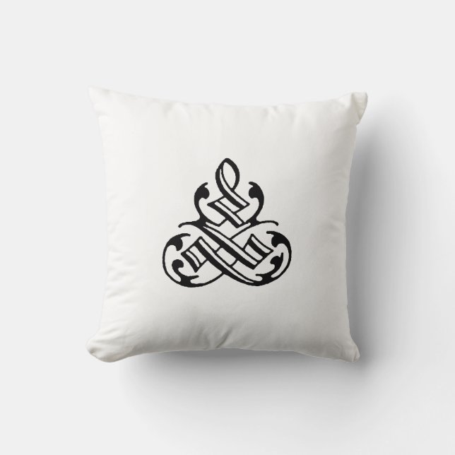 Vintage Fancy Flourd Coussin noir et blanc (Recto)