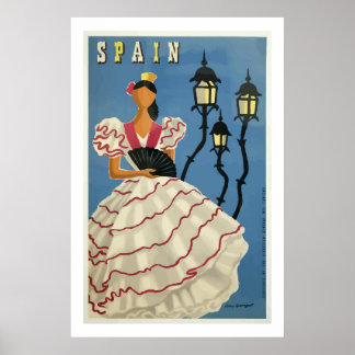 Vintage Fashion Espagne Travel Poster Imprimer