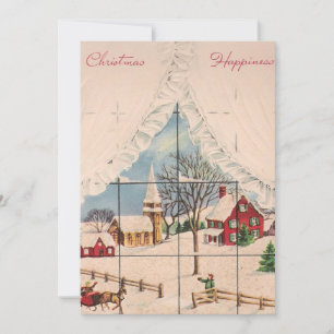 Vintage fenêtre hiver Scène de Noël Carte de vacan