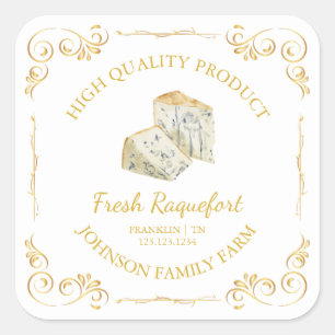 Vintage Ferme Raquefort Fromage Carré Étiquette