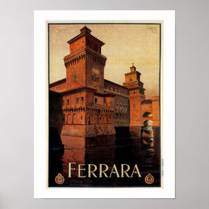 Vintage Ferrara affiche de voyage italienne