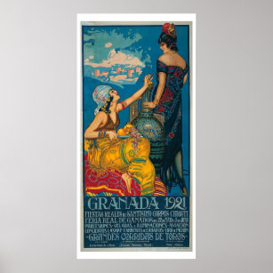 Vintage Festival de Grenade 1921 Affiche de voyage
