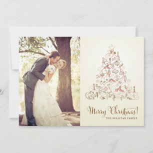 VINTAGE FESTIVE NOËL ARBRE DE VACANCES CARTE PHOTO