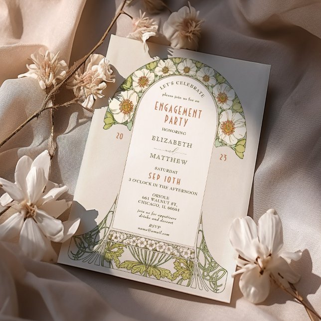 Vintage Fêtons les invitations Art Nouveau (Créateur téléchargé)