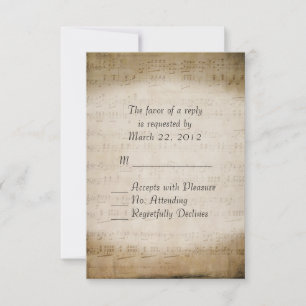 Vintage feuille musique personnalisée RSVP