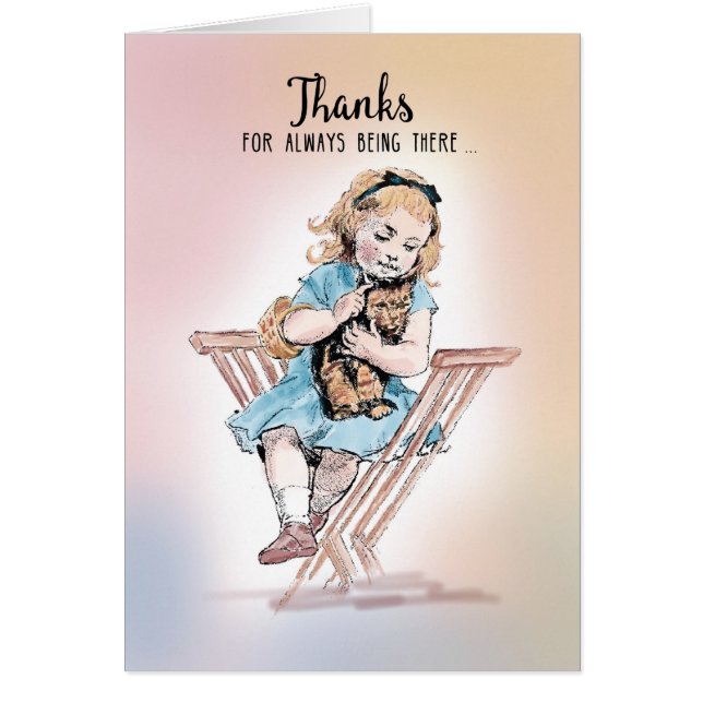 Vintage fille avec chat Merci d'être là (Devant)