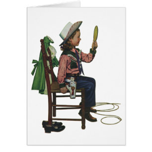 Vintage fille Cowgirl à l'air miroir Elle est si v