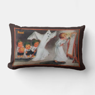 Vintage fille d'Halloween avec Coussin à bougie -