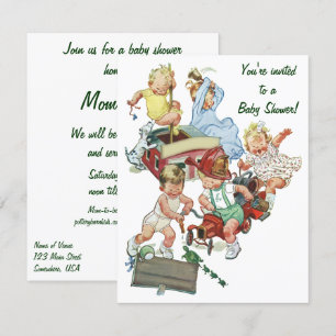 Vintage Fireman Thème Baby shower Invitation