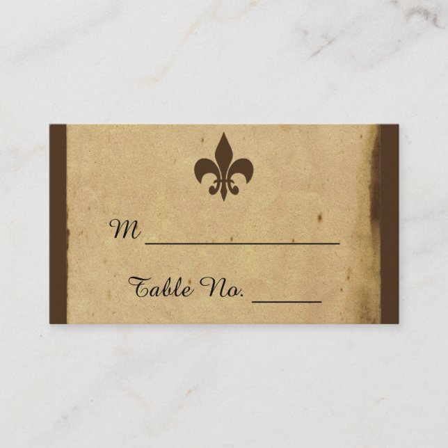 Vintage Fleur De Lis Mariage Cartes de Place (Devant)