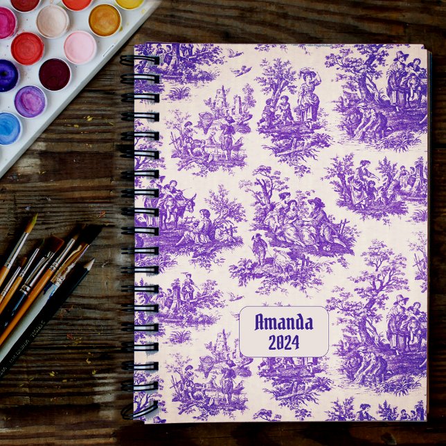 Vintage Fleur Toile Monogramme Violet (Créateur téléchargé)