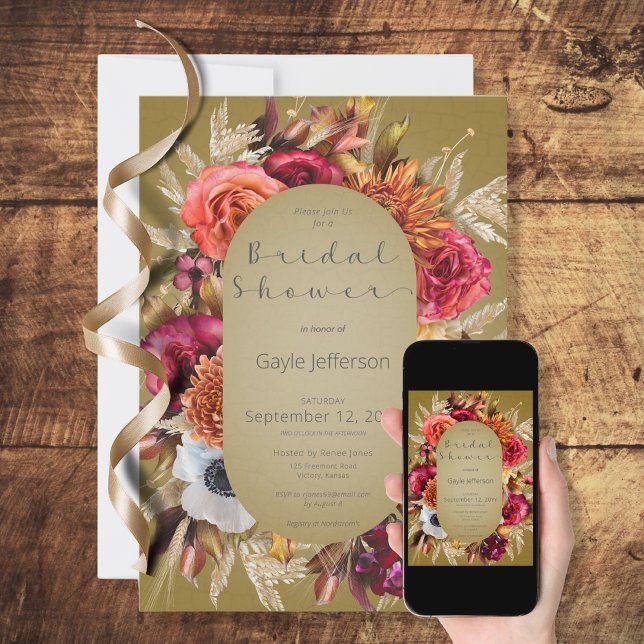 Vintage fleuri Bijou vert Douche Invitation (Créateur téléchargé)