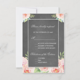 Vintage Fleurs d'aquarelle Chalk Mariage RSVP