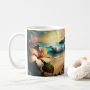 Vintage Fleurs exotiques Hawaïennes Café Mug