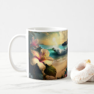 Vintage Fleurs exotiques Hawaïennes Café Mug