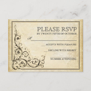 Vintage floraison tournois mariage cartes RSVP