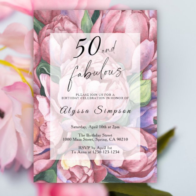 Vintage Floral 50e anniversaire de fête Invitation (Créateur téléchargé)