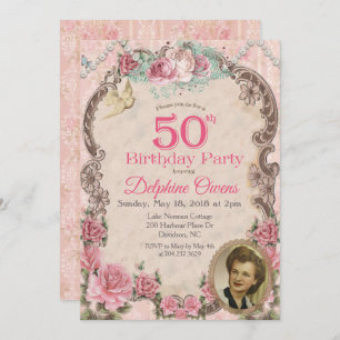 Vintage Floral 50e anniversaire Invitation