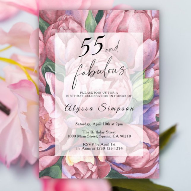 Vintage Floral 55e anniversaire de fête Invitation (Créateur téléchargé)