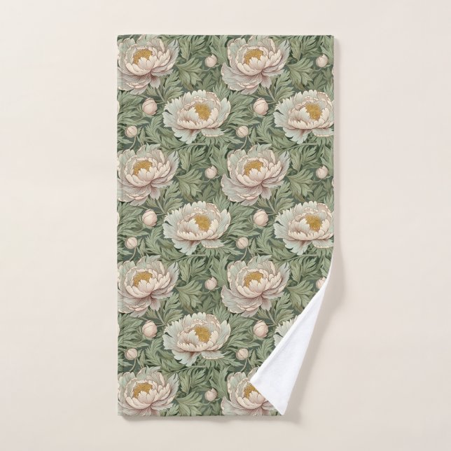 Vintage Floral blanc Peony (Serviette à main)