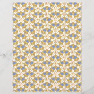 Vintage Floral bleu et jaune motif Jonquil