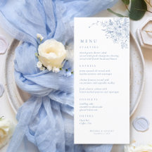 Vintage Floral Blue Mariage Menu