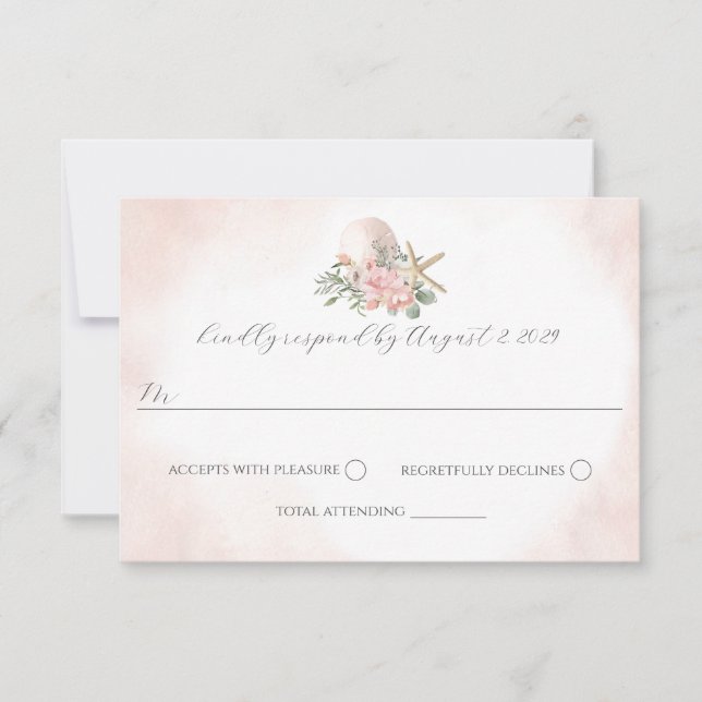 Vintage Floral Blush Beach Wedding Invitation (Devant)