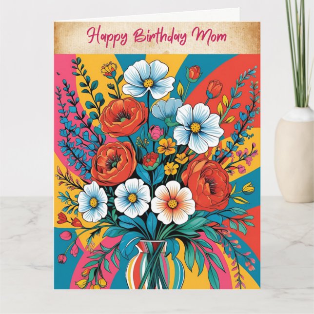 Vintage Floral Bonne carte d'anniversaire (Devant)