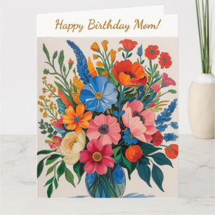 Vintage Floral Bonne carte d'anniversaire