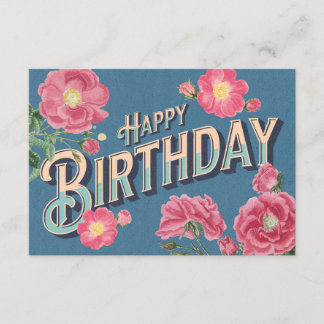 Vintage Floral Bonne carte d'anniversaire