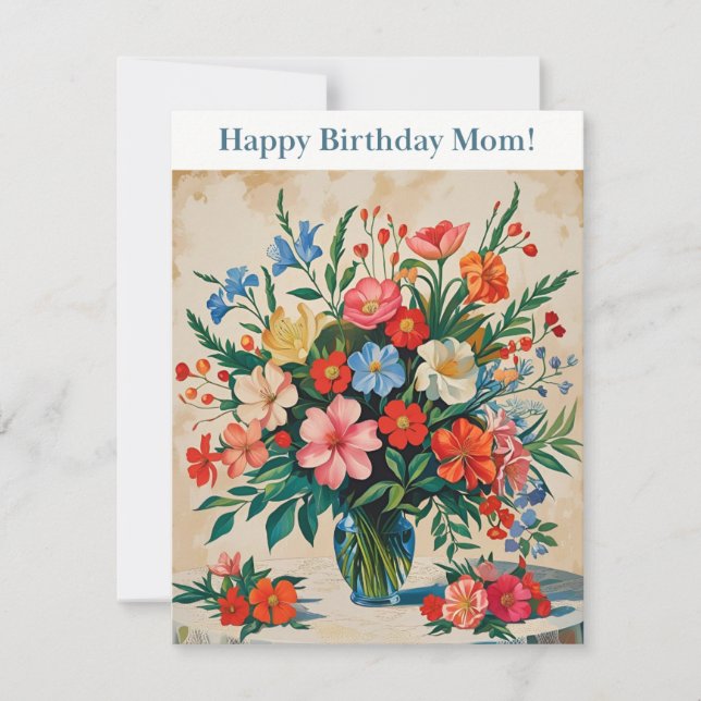 Vintage Floral Bonne carte mère d'anniversaire (Devant)