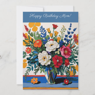 Vintage Floral Bonne carte mère d'anniversaire