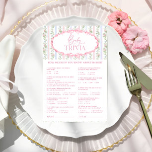 Vintage Floral Bow Baby shower Baby Trivia Jeu