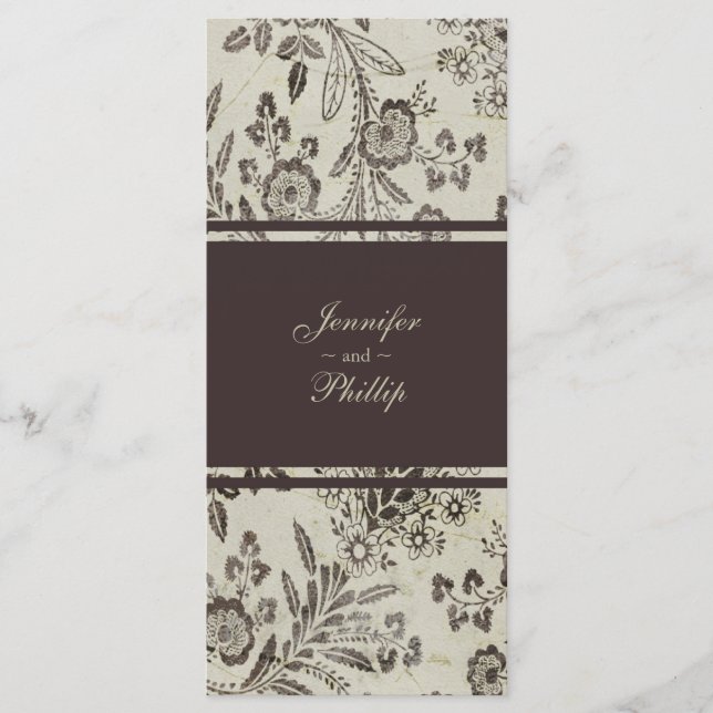 Vintage Floral Cambridge Programme de mariage Brow (Devant)