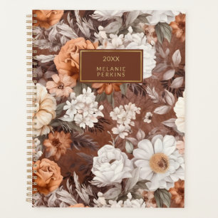 Vintage Floral Dusty Brown Peach Watercolor Flower