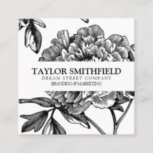 Vintage Floral Fine Line Carte de visite