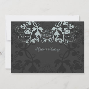 Vintage Floral Floral Gris Faire-part de mariage