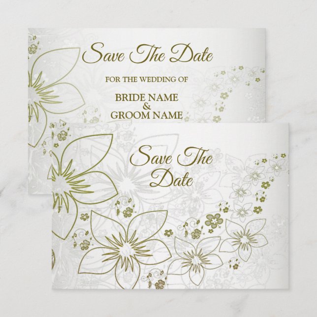 Vintage Floral Greenery Wedding Save The Date (Devant / Derrière)