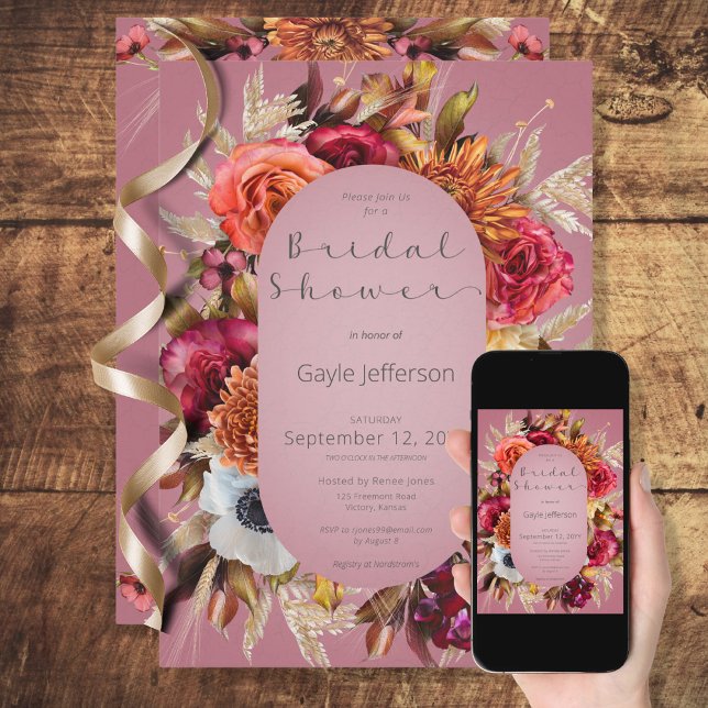 Vintage Floral Jewel Fuchsia Frame Invitation (Créateur téléchargé)