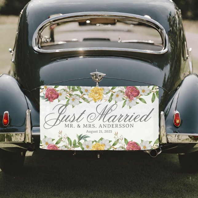 Vintage Floral juste marié bannière voiture (Créateur téléchargé)